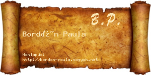 Bordán Paula névjegykártya